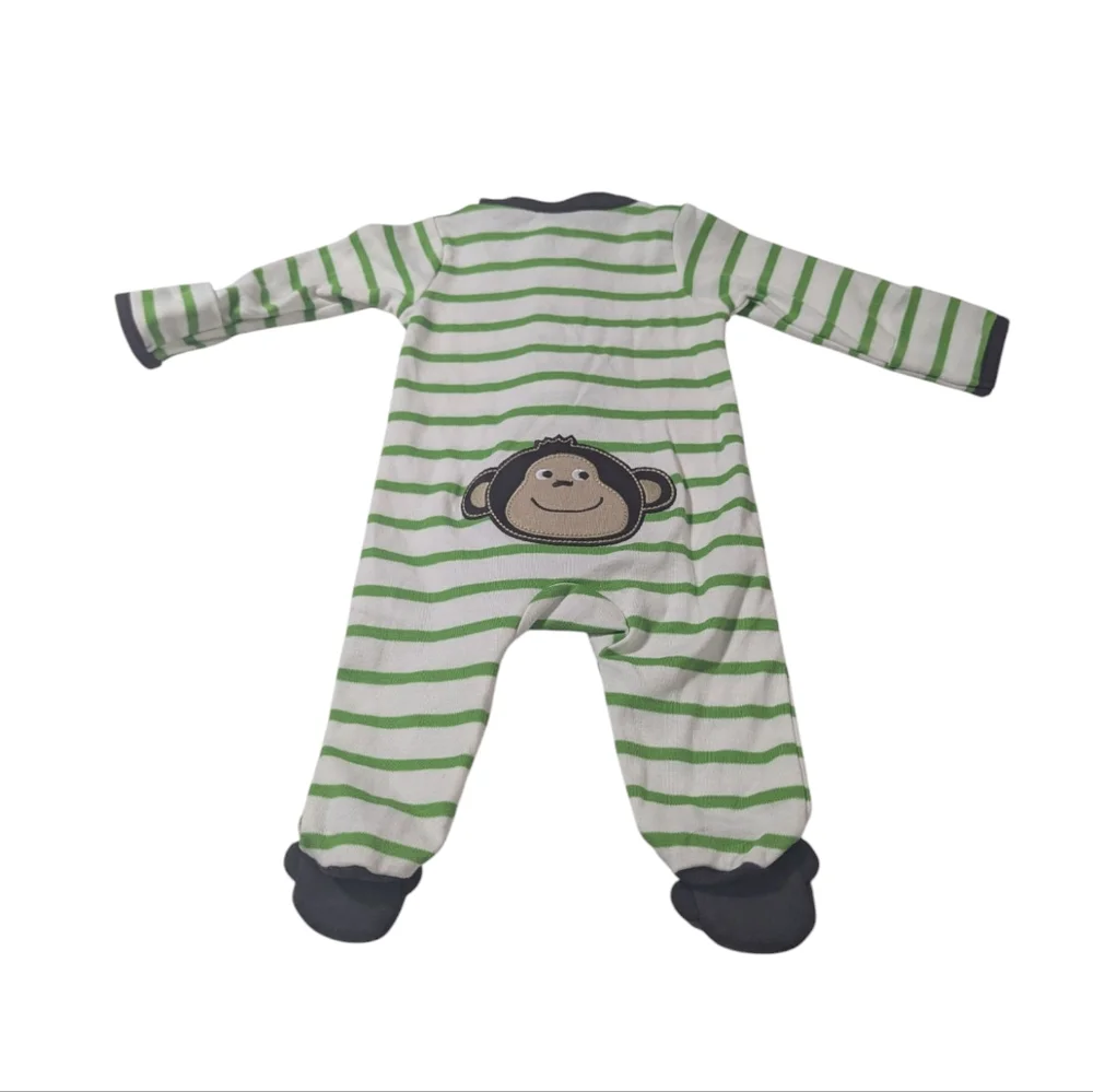 Carter's Striped Newborn One Piece with Monkey Design